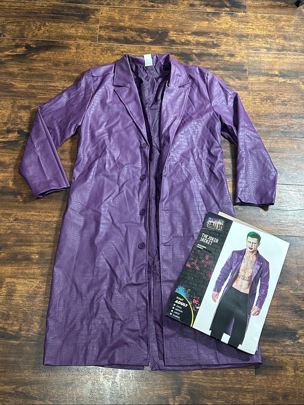 DC Suicide Squad Joker Purple Trench Coat Jacket Adult L